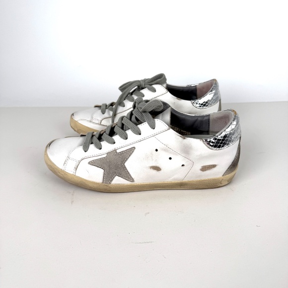 GOLDEN GOOSE Superstar White Silver Gray Sneakers 38, 8 - Picture 5 of 13